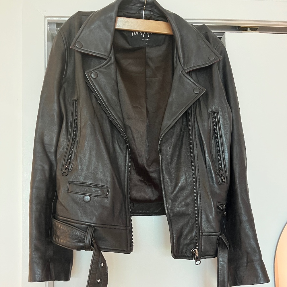 Nasty Gal Black Leather Motorcycle Jacket